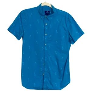 Teal Flamingo Button Down Shirt